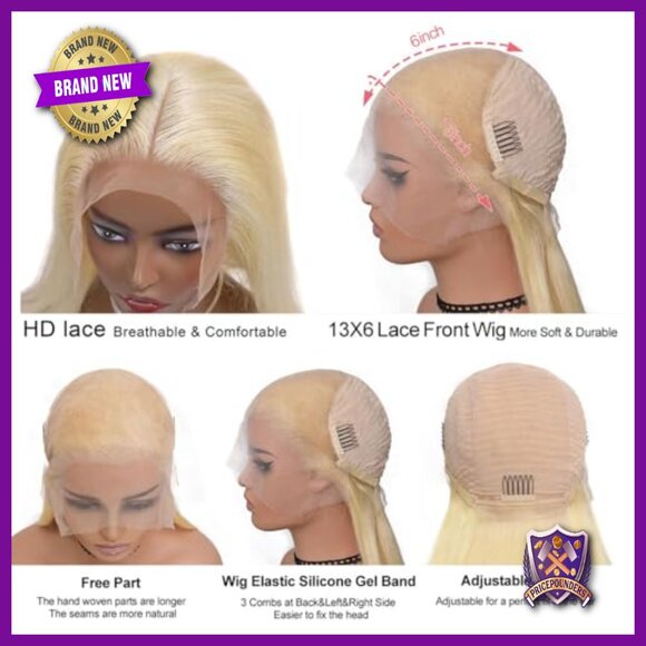 13x6 Lace Front Wig Human Hair Straight 150 Density Medium Cap main image 4